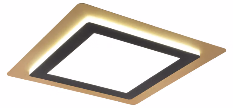 Lampada da soffitto MORGAN con telecomando, nero e oro, 45x45 cm