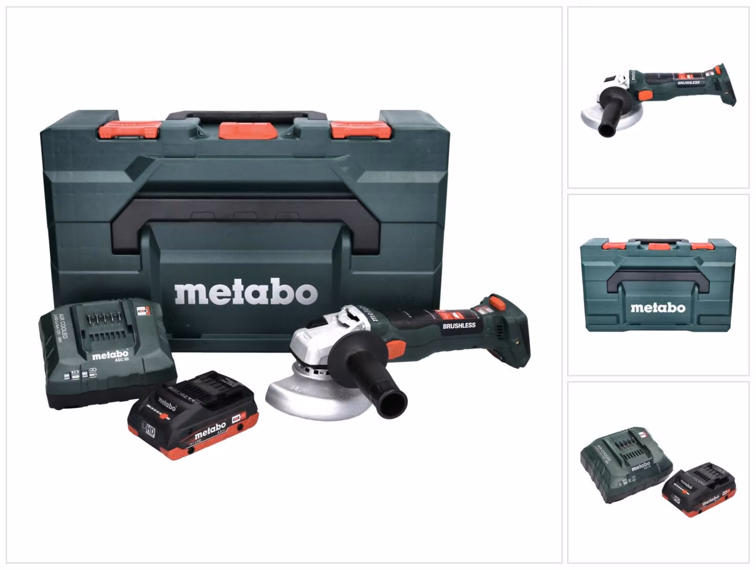 Metabo W 18 LT BL 11-125 Smerigliatrice angolare a batteria 18 V 125 mm senza spazzole + 1x batteria 4,0 Ah + caricatore + metaBOX