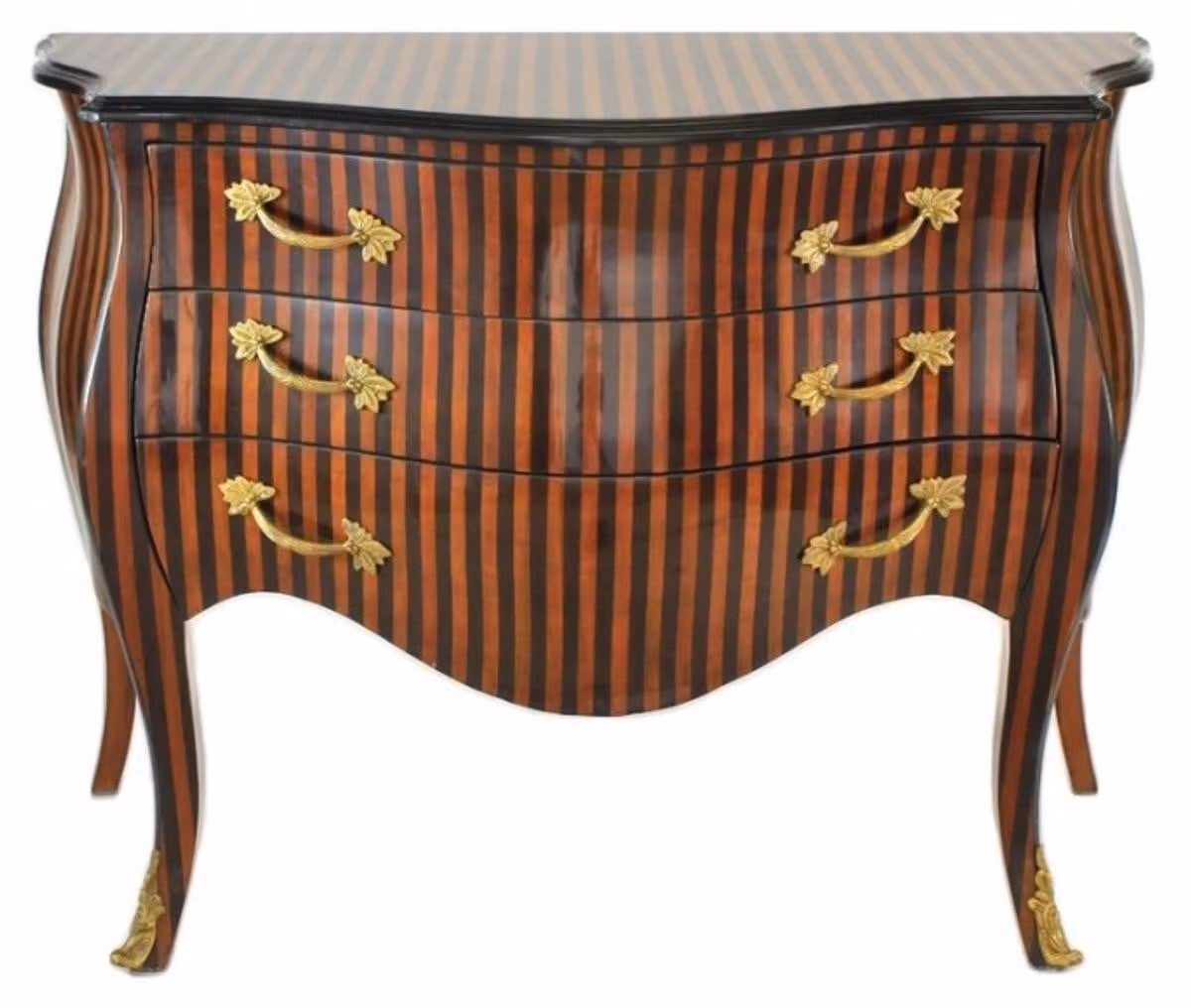 Comò Casa Padrino in stile barocco, design a righe, marrone/nero - Comò in legno massello, larghezza 120 cm