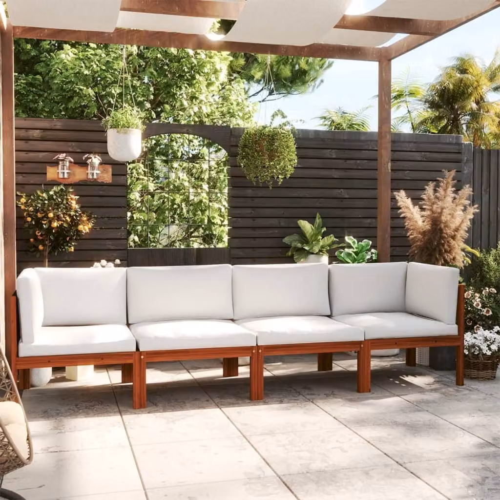 Maison Exclusive - Divano da giardino a 4 posti con cuscini, in legno di acacia e corda