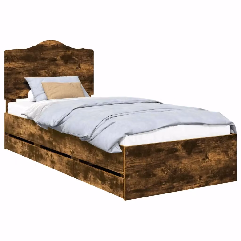 Struttura letto moderna con cassetto vidaXL in legno color quercia affumicata L: 75 cm, P: 190 cm, H: 196 cm – 2