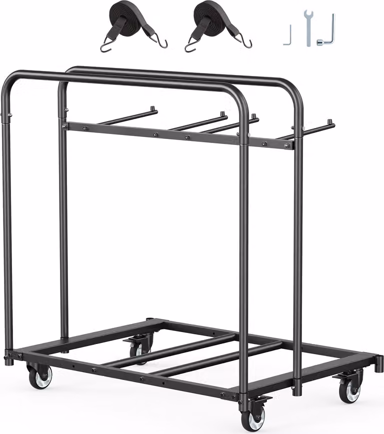 SucceBuy Carrello porta sedie pieghevole per 5 tavoli/14 sedie, portata 180 kg