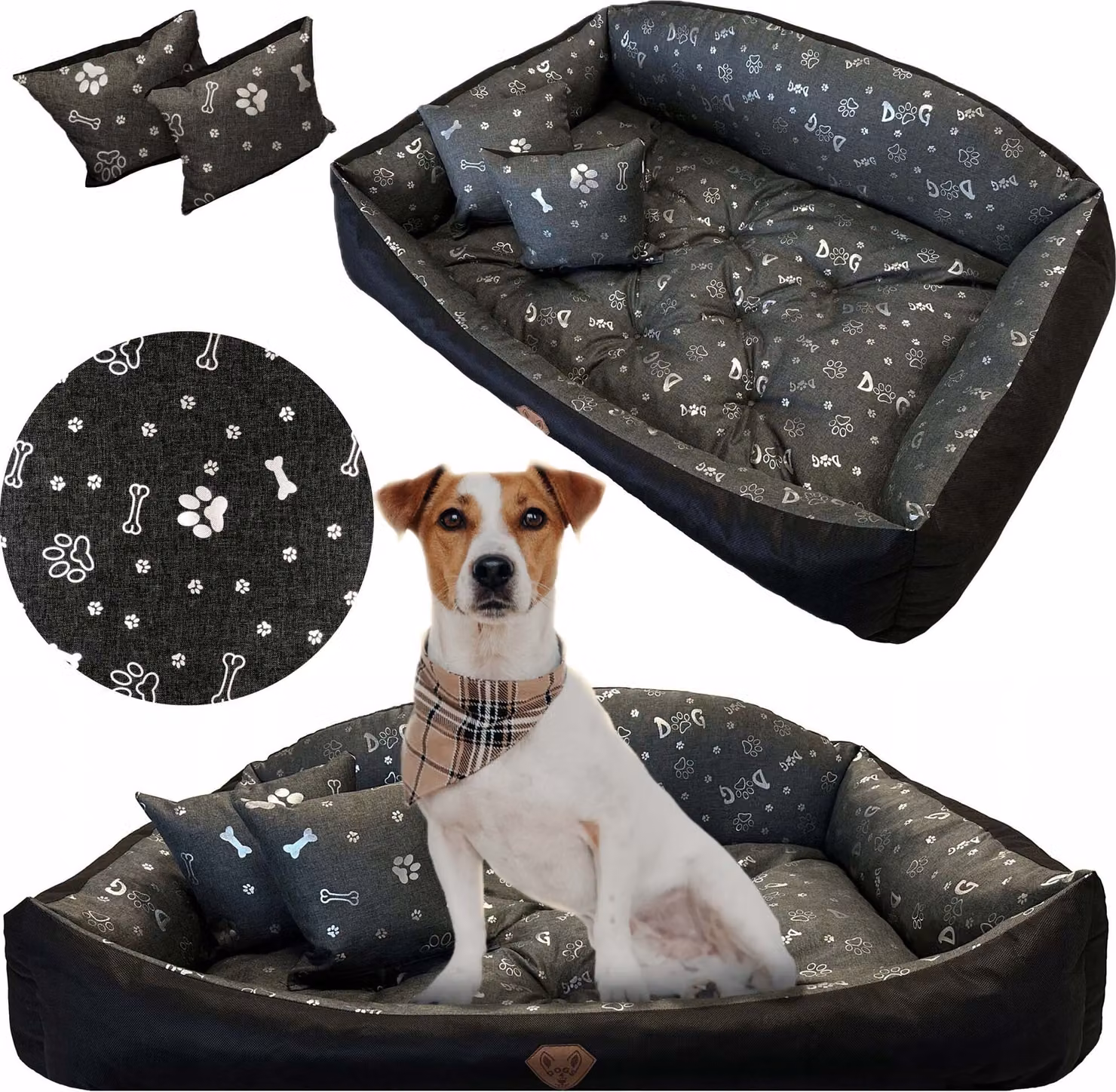 Cuccia per cani Sofa impermeabile 75x65 cm Shell Letto Cuscini Divano Poltrona Ossa Argento