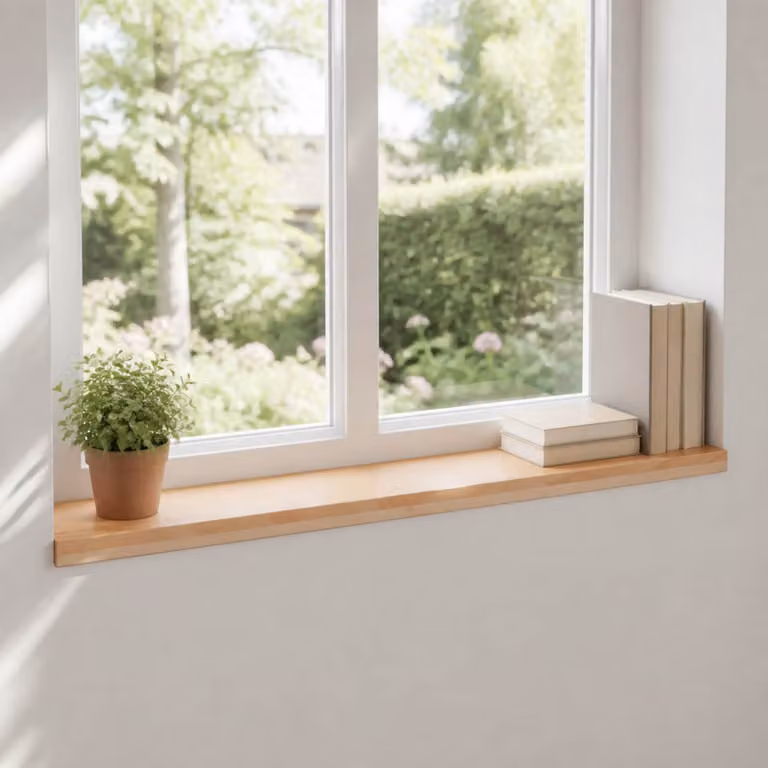 Set di 2 soglie per finestre vidaXL in legno naturale, colore beige/marrone, L 100 x P 20 x H 2 cm