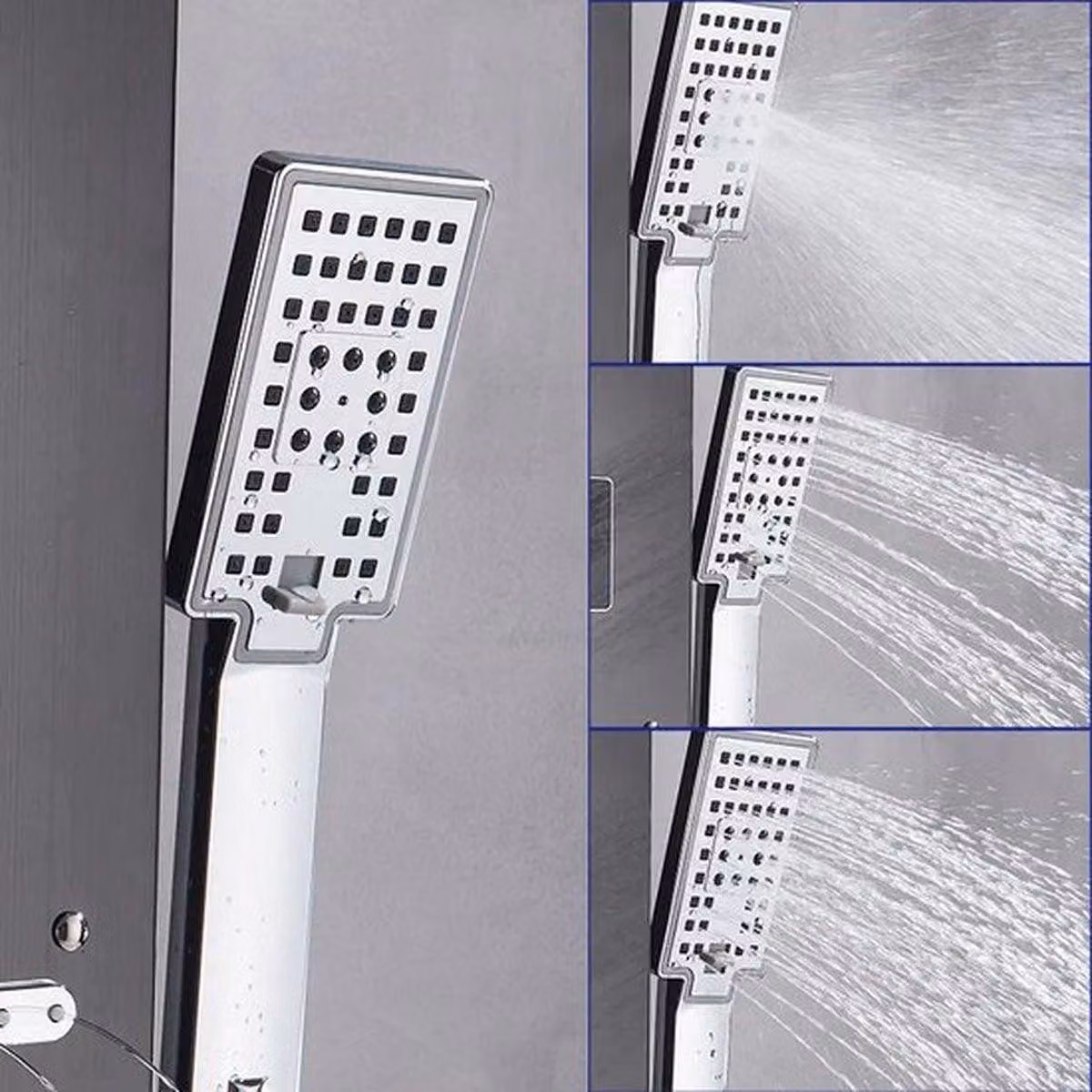Pannello doccia per bagno - Soffione a pioggia - Getto a cascata e getti massaggio - Miscelatore integrato - Display digitale - Nero