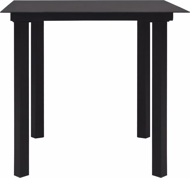 Tavolo da Giardino Nero 80x80x74 cm in Acciaio e Vetro