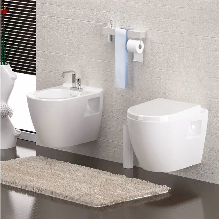 WC con doccia sospeso con funzione bidet Taharet, WC Aloni con coperchio