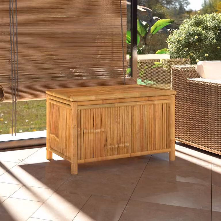 vidaXL Contenitore Portaoggetti da Giardino in Bambù Marrone L: 90 cm, P: 52 cm, H: 55 cm