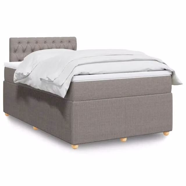 Letto Ibrido con Giroletto a Molle e Materasso vidaXL in Tessuto, Colore Tortora, L/P: 120 x 200 cm