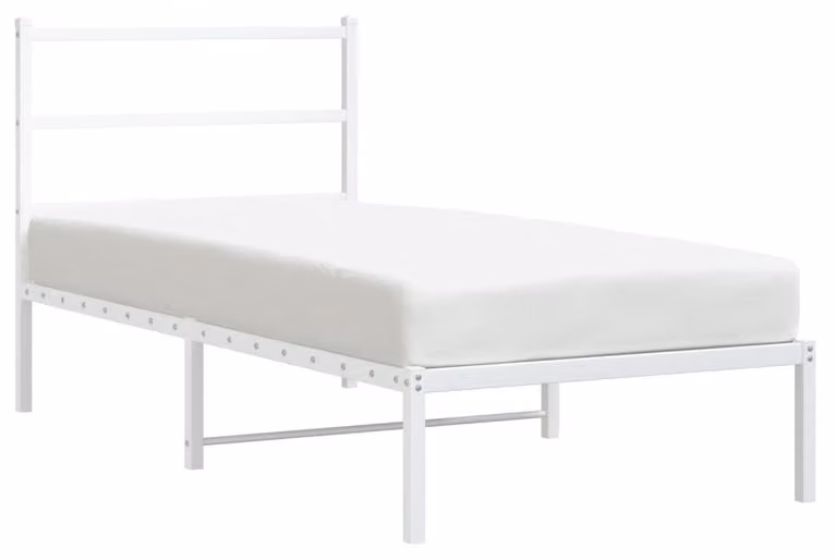 Letto in metallo con testiera (90 x 200 cm) di colore bianco