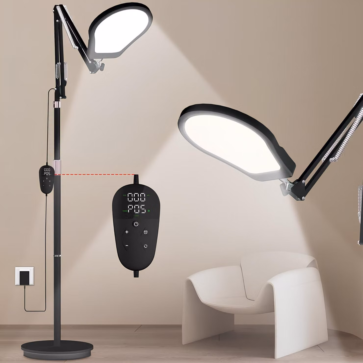 Lampada da scrivania a LED con luce naturale, timer e regolazione per ufficio o casa.