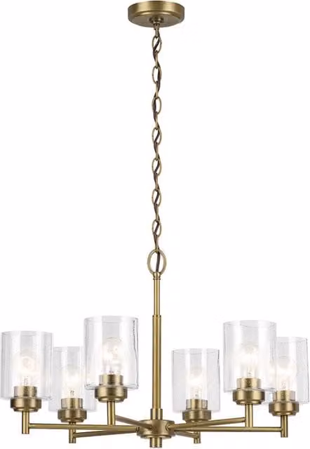 Lampadario WINSLOW ottone 6xE27 vetro bolle Kichler