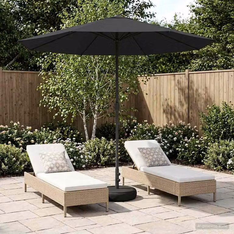 vidaXL Parasole da Giardino con Base Rettangolare in Acciaio e Poliestere, Colore Antracite/Nero, 2,3 x 2,3 m