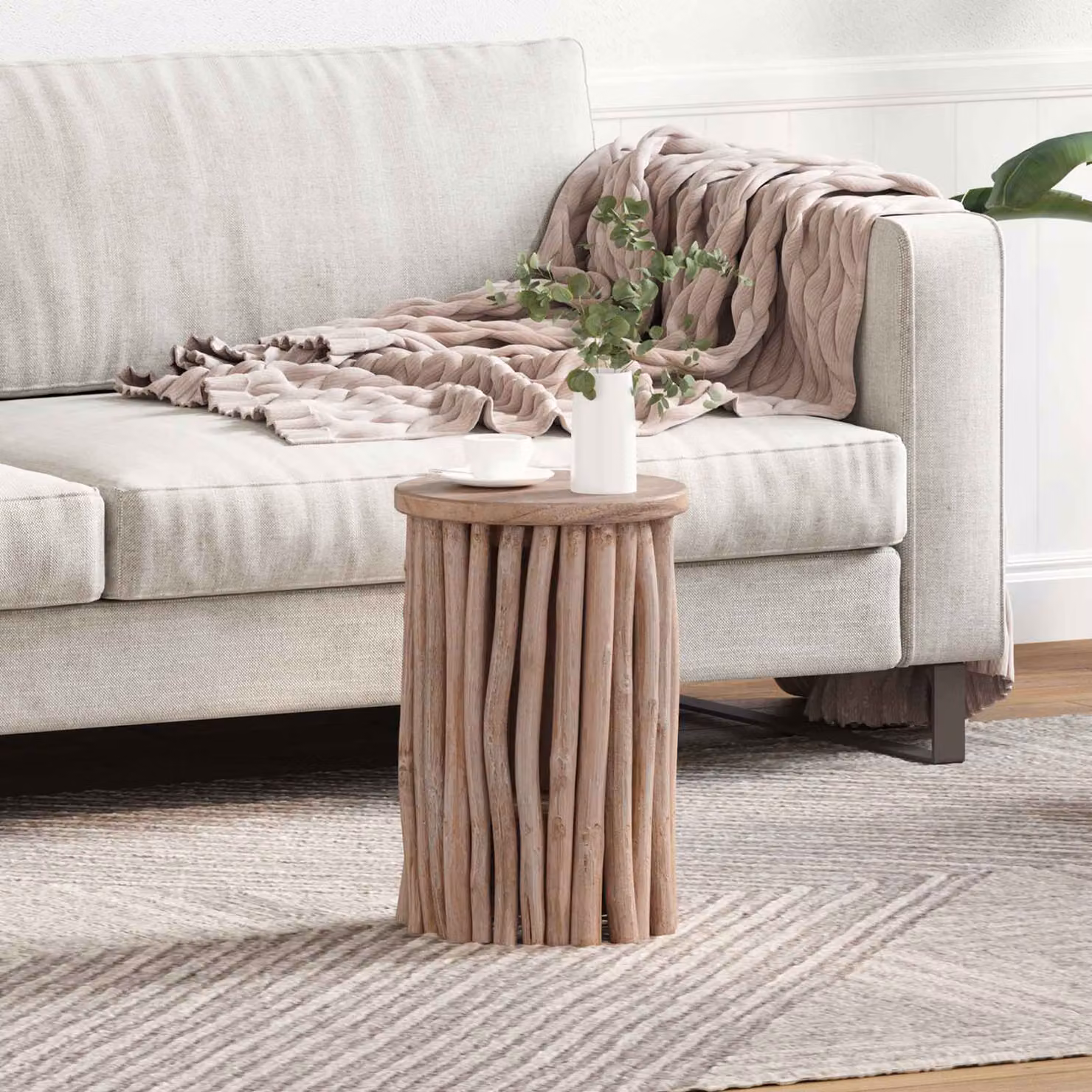 Pouf vidaXL in legno di teak massiccio naturale stile rustico L/P/H: 30 x 30 x 45 cm