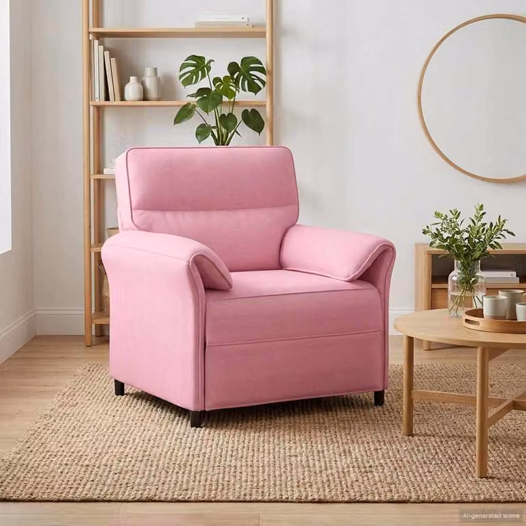 vidaXL Divano singolo moderno in tessuto rosa con struttura in metallo L: 88 cm, P: 83 cm, H: 95 cm