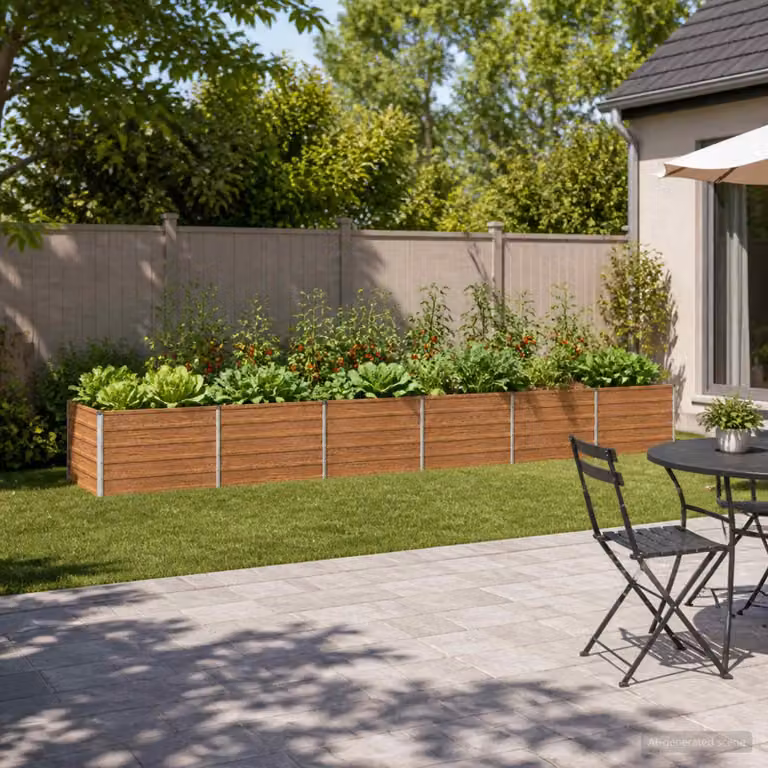 Letto rialzato da giardino vidaXL in metallo Corten marrone L: 480 cm, P: 80 cm, H: 55 cm