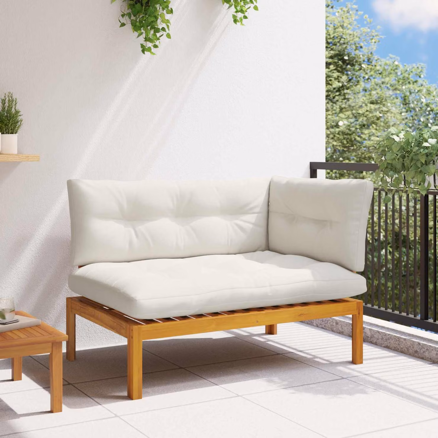 Divano Angolare da Giardino vidaXL in Legno di Acacia con Cuscini Imbottiti, Colore Marrone, Beige o Bianco