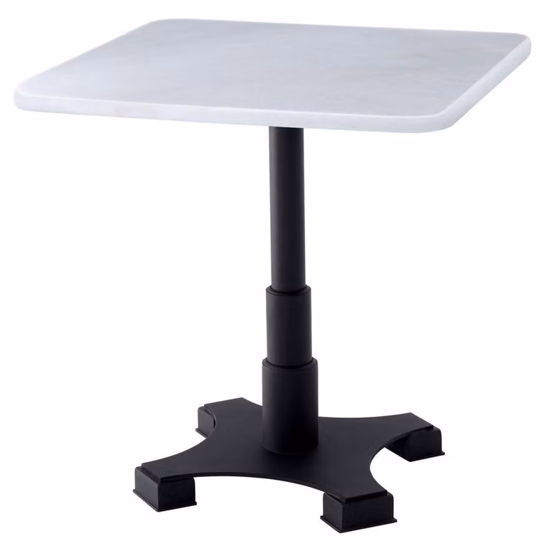 Casa Padrino tavolo da pranzo bianco/nero 75 x 75 x h. 75 cm - Tavolo da cucina con piano quadrato in marmo - Mobili da sala da pranzo