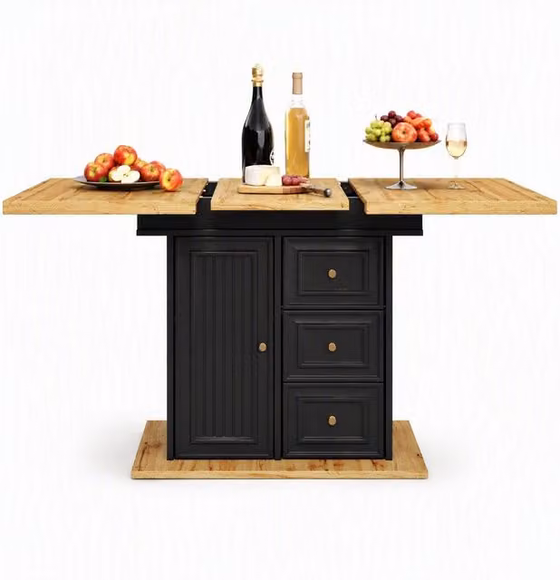 Tavolo da pranzo estensibile 110-140 x 80 x 75 cm in MDF effetto legno con contenitori