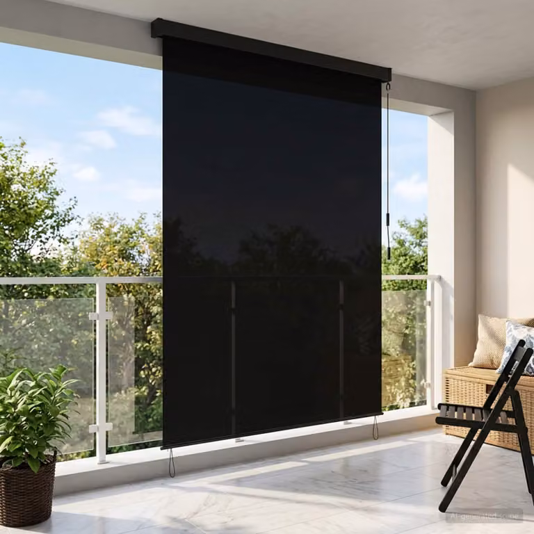 Tenda a rullo vidaXL in poliestere e alluminio, Nero, L: 140 cm, H: 250 cm