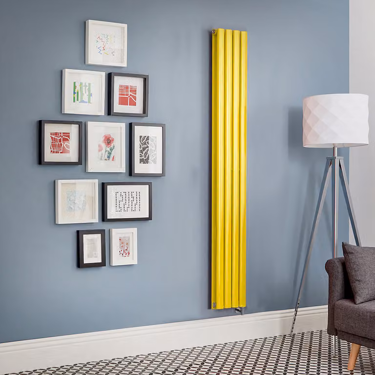 Radiatore Elettrico di Design Verticale Giallo (Dandelion Yellow) - Pannello Singolo - 1600mm x 236mm - Senza Termostato - Revive