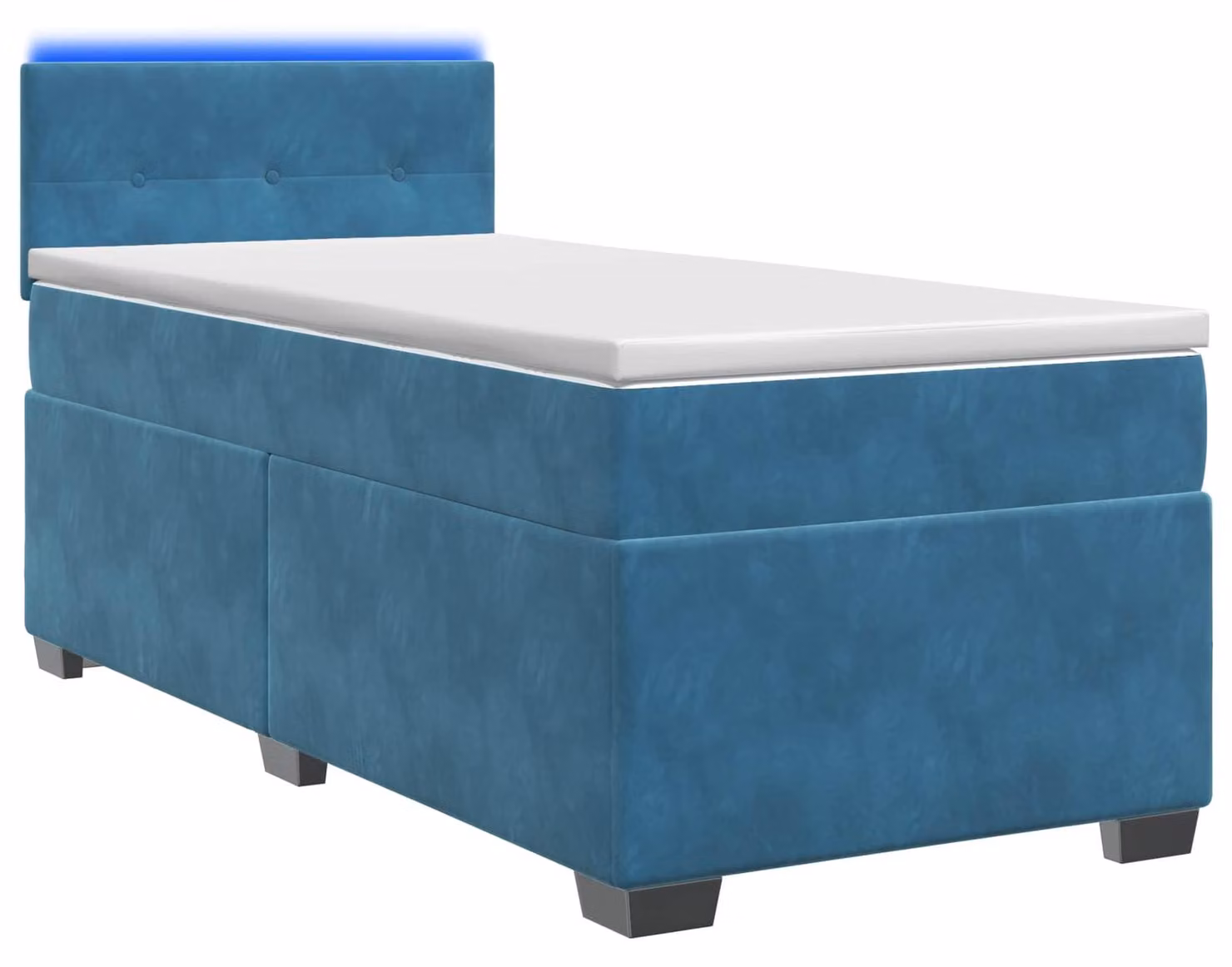 Letto con rete a molle, materasso e luci LED blu, dimensioni 80 x 200 cm, rivestito in velluto
