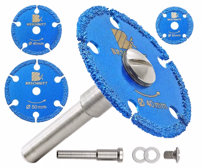 Set di 3 dischi da taglio diamantati mini per legno e metallo