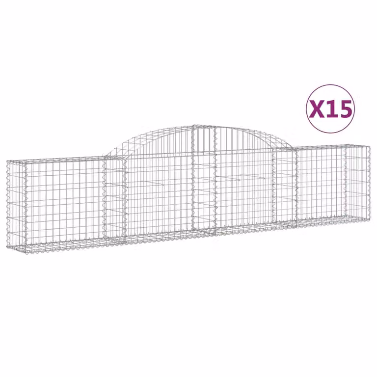 Cesti Gabbioni ad Arco 15 pz 300x30x60/80 cm Ferro Zincato