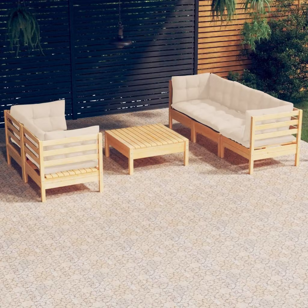Maison Exclusive - Set Salotto da Giardino 6 pz con Cuscini Crema Legno di Pino