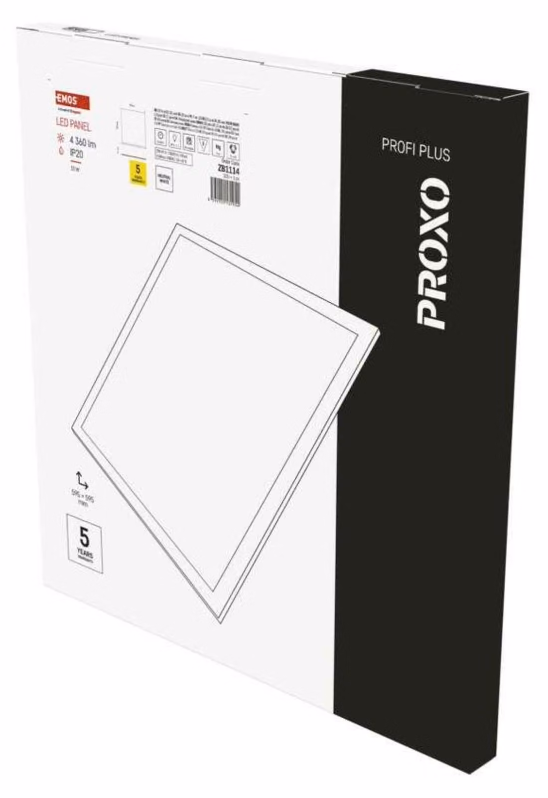 Pannello LED EMOS PROXO 60x60, quadrato, da incasso, bianco, 33 W, bianco neutro ZB1114