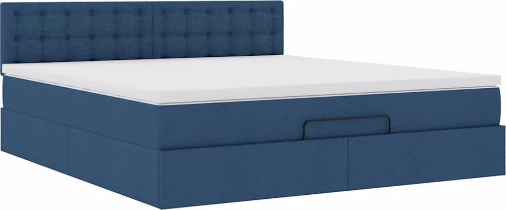 Struttura Letto Pouf con Materasso Blu 180x200cm in Tessuto