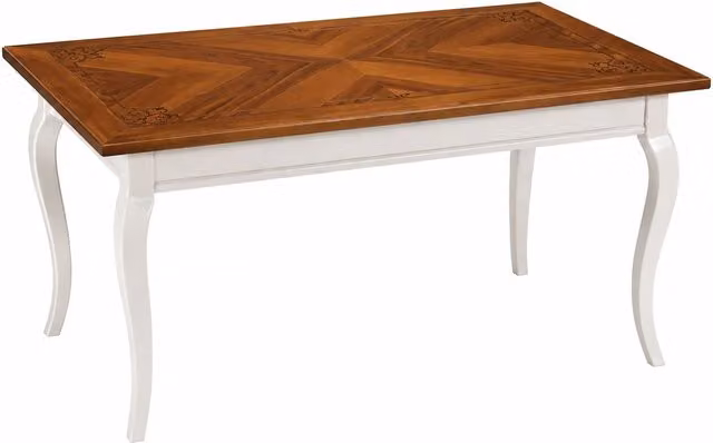Tavolo rettangolare allungabile in legno bicolore bianco e marrone Mobili 2G L: 160 cm, P: 90 cm, H: 78 cm