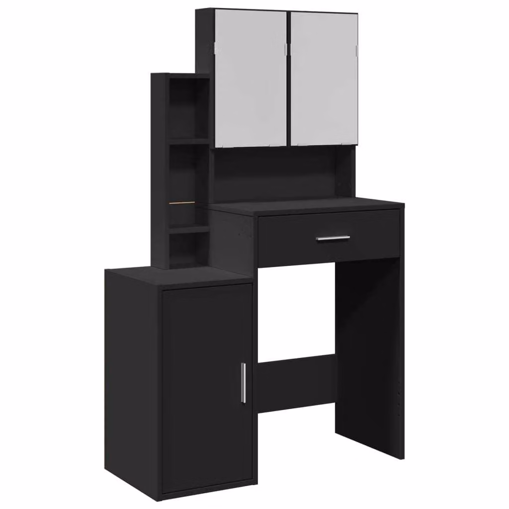 Toeletta con Armadietto Nero 80x35x132 cm