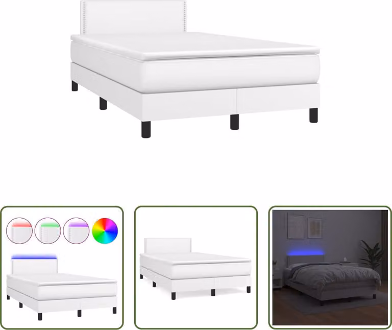 The Living Store Letto a molle con materasso e LED bianco 120x190 cm in ecopelle