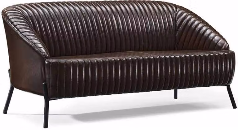 Dunkelbraunes Ledersofa Luxuriöse Wohnzimmer Polstercouch 2-Sitzer