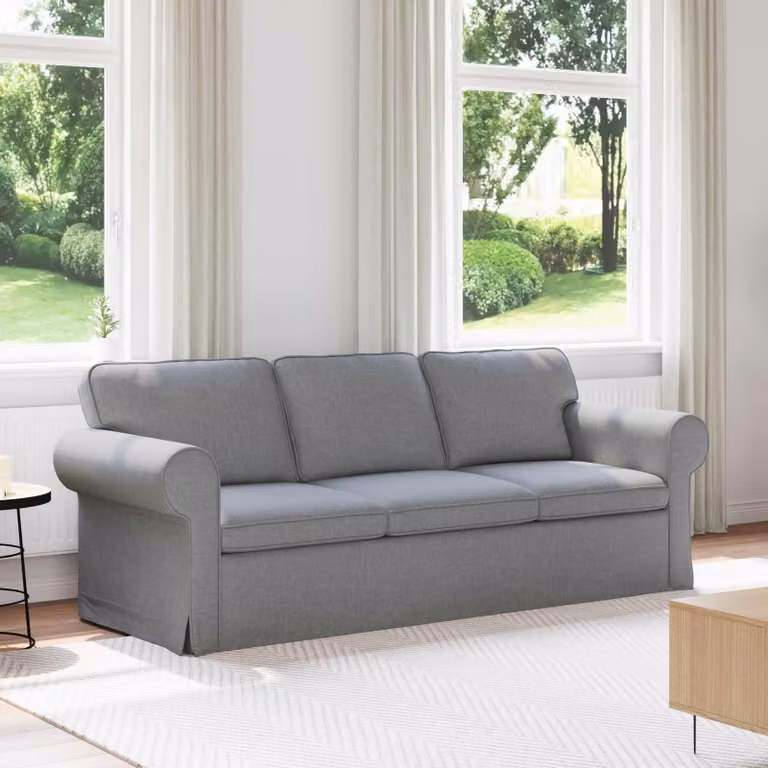 Divano moderno vidaXL in tessuto grigio con struttura in metallo e coperture rimovibili L: 215 cm, P: 82 cm, H: 80 cm