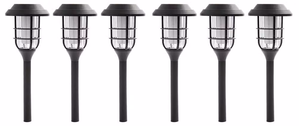 set di 6 luci solari a LED, picchetto a terra, nero, H 43 cm