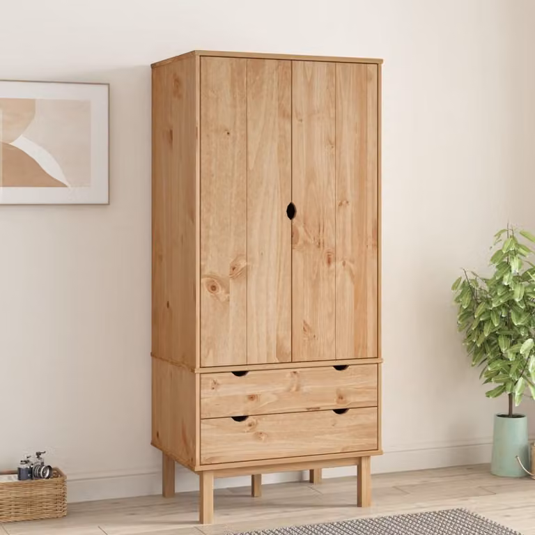 The Living Store Armadio OTTA 76,5x53x172 cm in legno di pino massiccio