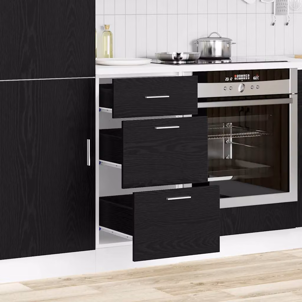 Base per cucina moderna vidaXL in rovere e nero con ante e cassetti L/P/H: 40 x 46 x 81,5 cm