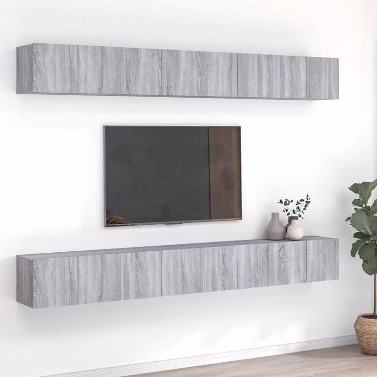vidaXL Mobili Porta TV 8pz Grigio Sonoma in Legno Multistrato L: 60 cm, P: 30 cm, H: 30 cm