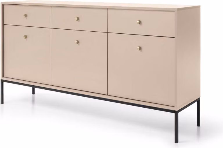 FURNLUX Credenza Mono Beige Und Black 154cm / Hauptfarbe: Beige / Dimensioni: 154 x 39 x 84 cm
