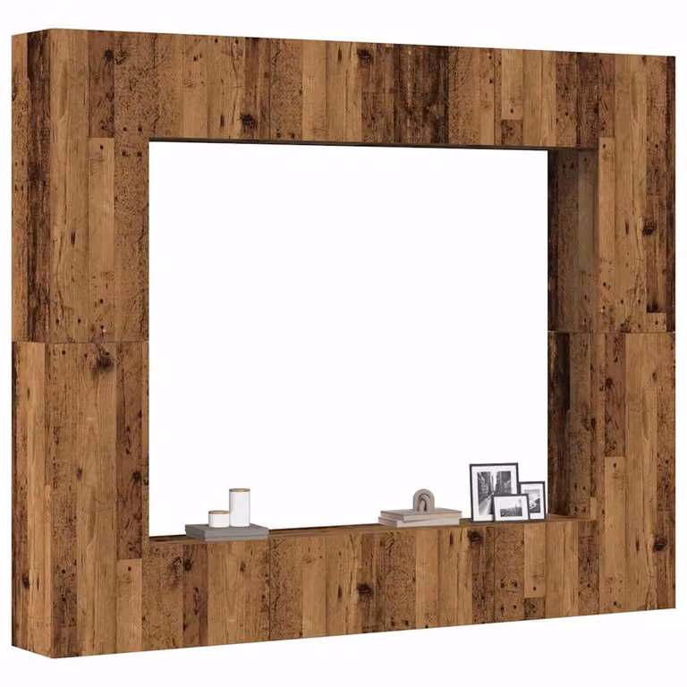 Set Mobile TV vidaXL 8 pezzi in legno antico marrone per soggiorno, montaggio a parete
