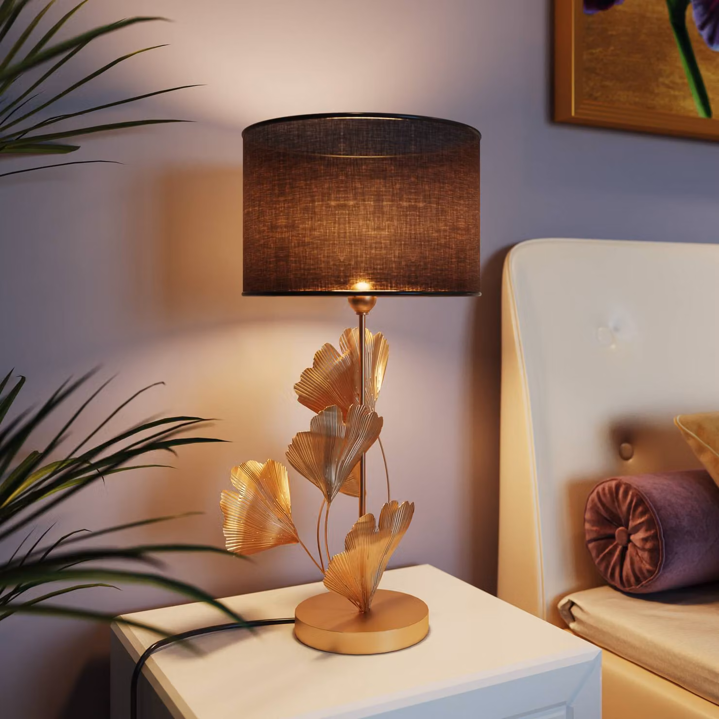 KARE Lampada da tavolo di design Flores, Ottone / Oro, Soggiorno / Sala da pranzo, Metallo, Design, Lampada da tavolo