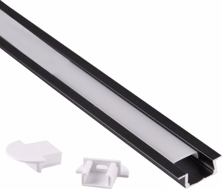 Set profilo da incasso in alluminio 1 m nero 316059 Polux