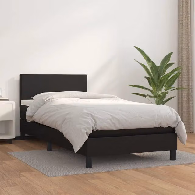 Giroletto a Molle con Materasso-Struttura Letto Nero 90x190 cm in Similpelle 759395