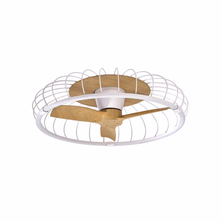 Mantra Iluminación Ventilatore da soffitto LED NATURE, app CCT, bianco/faggio Nature, dimmerabile, Bianco / Opale, Soggiorno / Sala da pranzo, Plastica