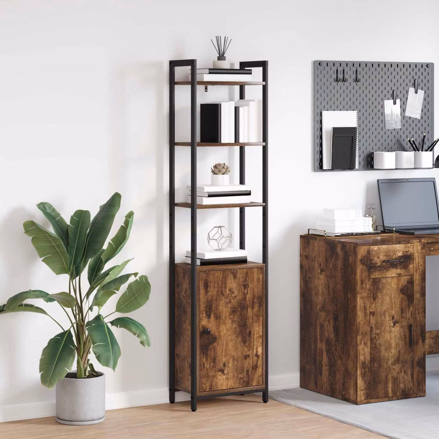 Armadio per libri vidaXL in stile industrial con 6 livelli, colore marrone, L/P/H: 40 x 24 x 161 cm