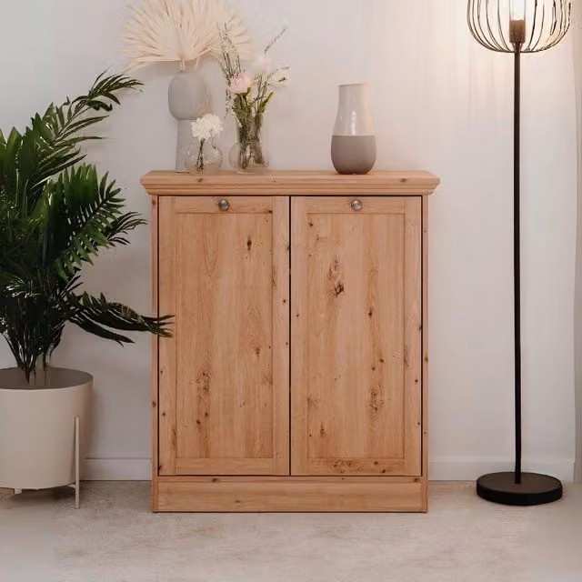 Madia Timber01A con 2 ante in rovere anticato marrone L: 80 cm, P: 35 cm, H: 90 cm