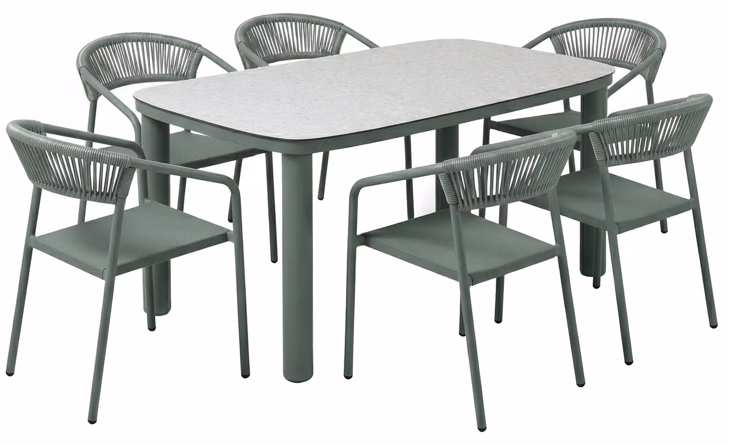 Tavolo da giardino in alluminio 150x90 cm e 6 sedie effetto Verde - Oviala Nocera