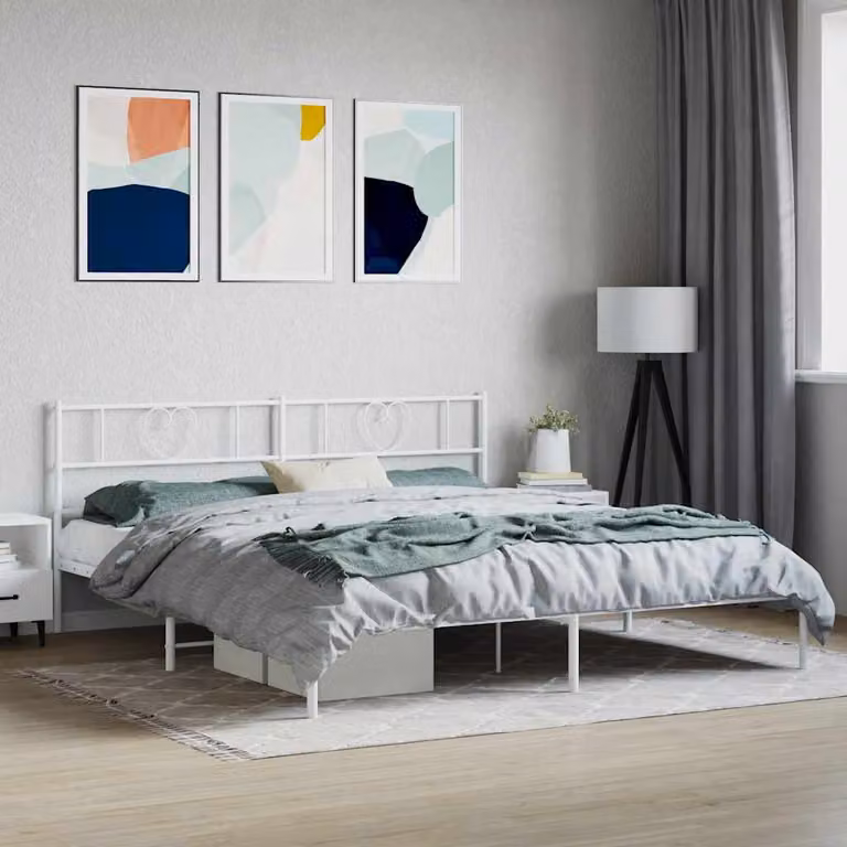vidaXL Giroletto con Testiera in Metallo Bianco L/P: 180 x 200 cm